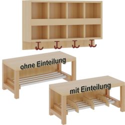 Komplettgarderobe 4 bis 7 Plätze doppelte Ablage Wandmontage, versandkostenfrei